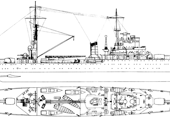 Крейсер IJN Katori 1940 [Light Cruiser] - чертежи, габариты, рисунки